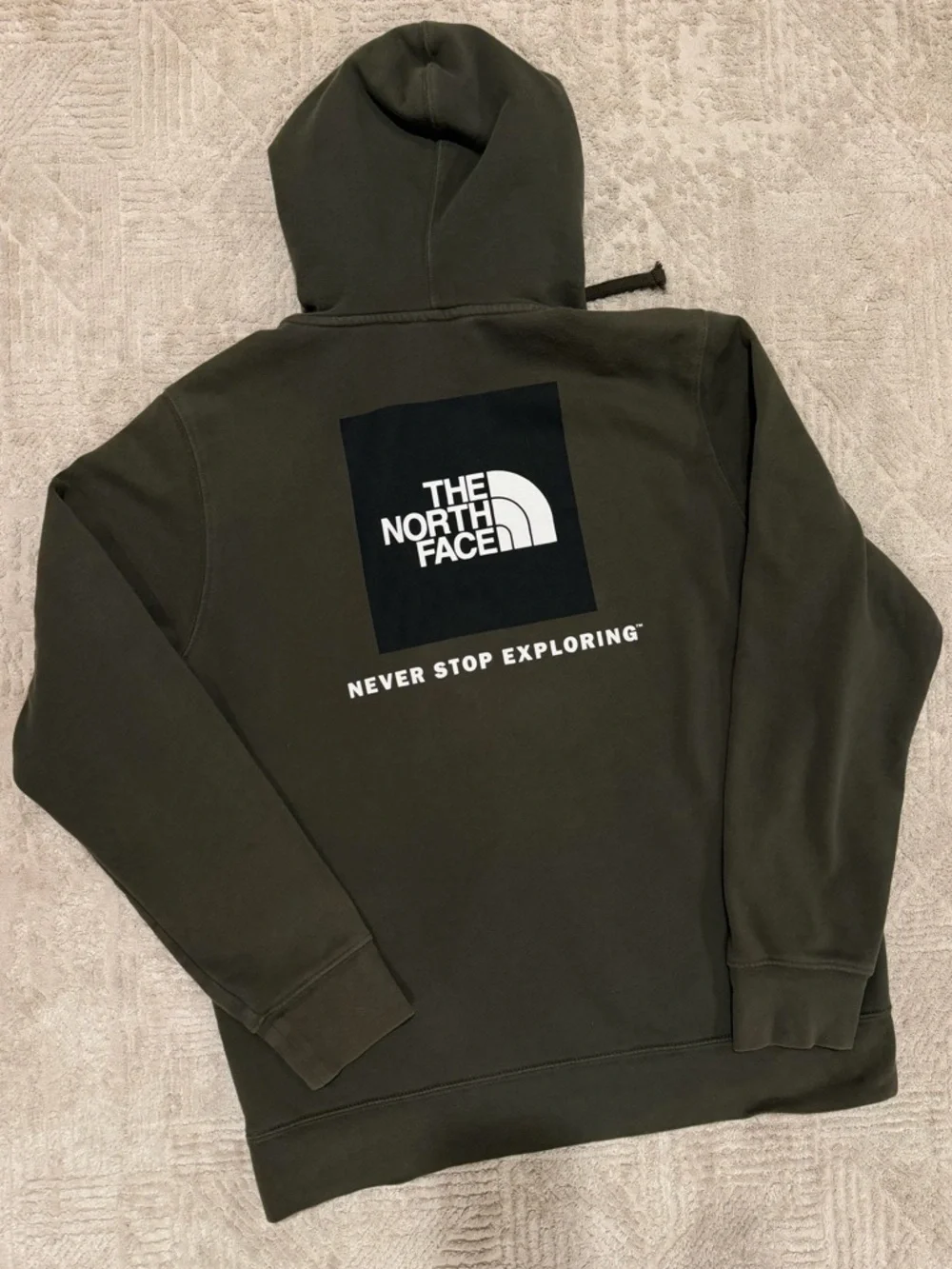 The North Face Olive Green Pullover Hoodie with Logo Tag